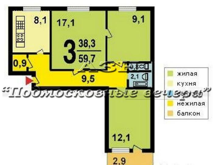 М. домодедовская, воронежская улица, 8к3 / 3-комн. квартира .